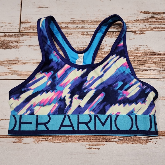 🌺3/$20 Under Armour blue pink flash dance gym sports bra girls ymd m - Picture 1 of 5